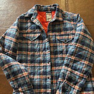 Relwen Quilted Flannel Shirt Jacket Medium Light Blue-Orange